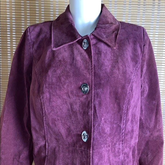 Dennis Basso Washable Suede Turnkey Jacket Animal Print Lining Bordeaux - Picture 2 of 7